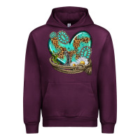 Mauve Wine turquoise western heart with horseshoe Urban Hoodie - texasbilliewilder