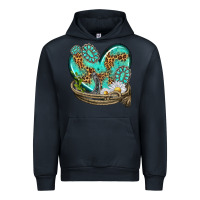 Navy turquoise western heart with horseshoe Urban Hoodie - texasbilliewilder