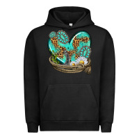 Pigment Black turquoise western heart with horseshoe Urban Hoodie - texasbilliewilder