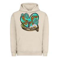 Pigment French Oak turquoise western heart with horseshoe Urban Hoodie - texasbilliewilder