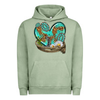 Pigment Oil Green turquoise western heart with horseshoe Urban Hoodie - texasbilliewilder