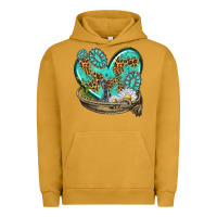 Pigment Peanut Butter turquoise western heart with horseshoe Urban Hoodie - texasbilliewilder