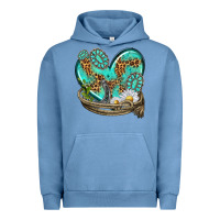Pigment Pebble Blue turquoise western heart with horseshoe Urban Hoodie - texasbilliewilder