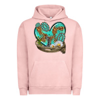 Pigment Salmon turquoise western heart with horseshoe Urban Hoodie - texasbilliewilder