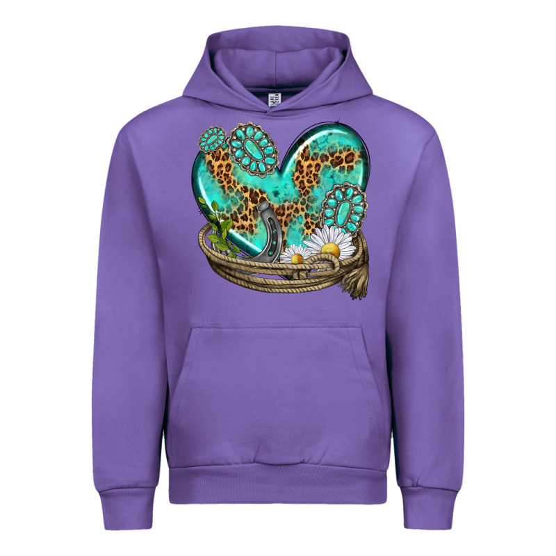 Turquoise Western Heart With Horseshoe Urban Hoodie by texasbilliewilder | Teevron