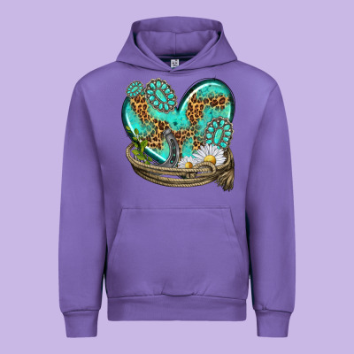 Urban Hoodie turquoise western heart with horseshoe
