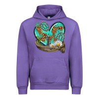 Tulip turquoise western heart with horseshoe Urban Hoodie - texasbilliewilder