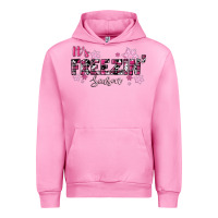 Fuchsia Pink It's Freezin Season Pink Christmas Urban Hoodie - RanaPortraitStore