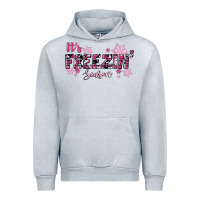Heather Grey It's Freezin Season Pink Christmas Urban Hoodie - RanaPortraitStore