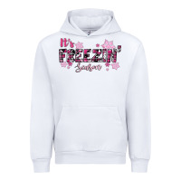 White It's Freezin Season Pink Christmas Urban Hoodie - RanaPortraitStore