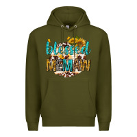 Army Green blessed memaw with sunflowers Premium Hoodie - texasbilliewilder