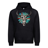 Black western bull skull with sunflower and gemstone Urban Hoodie - texasbilliewilder
