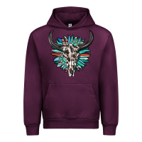 Mauve Wine western bull skull with sunflower and gemstone Urban Hoodie - texasbilliewilder