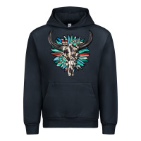 Navy western bull skull with sunflower and gemstone Urban Hoodie - texasbilliewilder