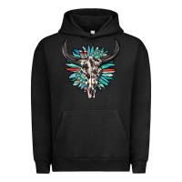 Pigment Black western bull skull with sunflower and gemstone Urban Hoodie - texasbilliewilder