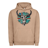Pigment Burro western bull skull with sunflower and gemstone Urban Hoodie - texasbilliewilder