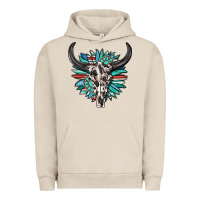 Pigment French Oak western bull skull with sunflower and gemstone Urban Hoodie - texasbilliewilder