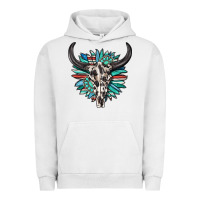 Pigment Lunar Rock western bull skull with sunflower and gemstone Urban Hoodie - texasbilliewilder