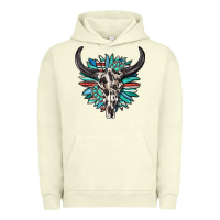 Pigment Pistachio western bull skull with sunflower and gemstone Urban Hoodie - texasbilliewilder