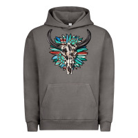 Pigment Tornado western bull skull with sunflower and gemstone Urban Hoodie - texasbilliewilder