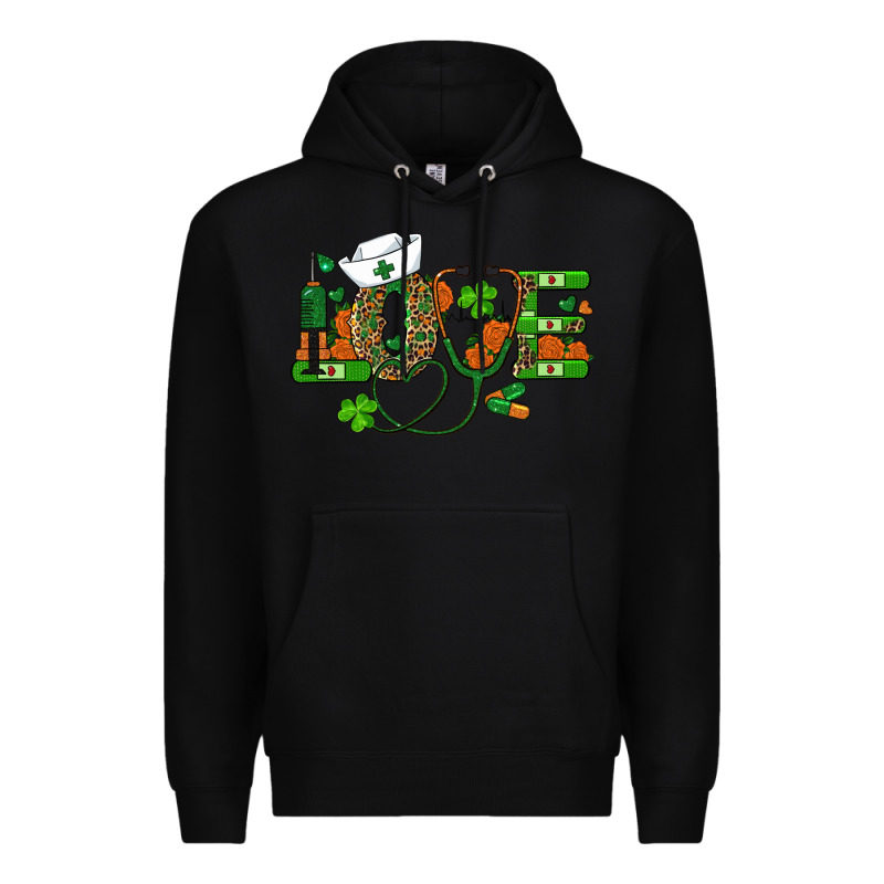 St Patricks Day Love Nurse Premium Hoodie by RanaPortraitStore | Teevron