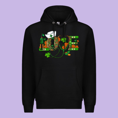 St Patricks Day Love Nurse Premium Hoodie Designed By Ranaportraitstore