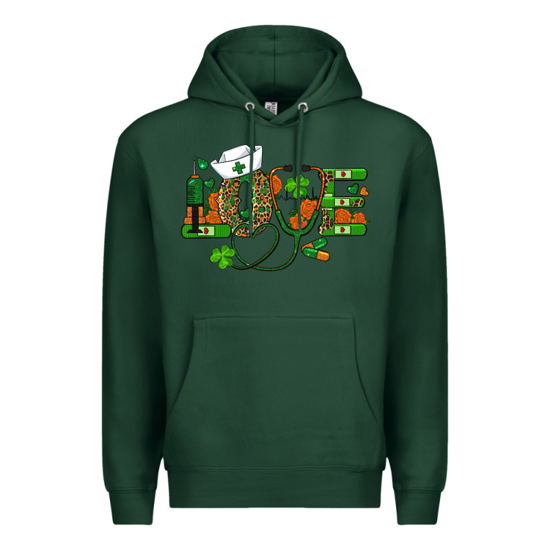 St Patricks Day Love Nurse Premium Hoodie by RanaPortraitStore | Teevron
