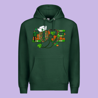 St Patricks Day Love Nurse Premium Hoodie Designed By Ranaportraitstore