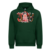 Forest Green Christmas Joy With Pig Urban Hoodie - RanaPortraitStore