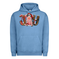 Pigment Pebble Blue Christmas Joy With Pig Urban Hoodie - RanaPortraitStore