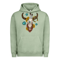 Pigment Oil Green western cow skull Urban Hoodie - texasbilliewilder