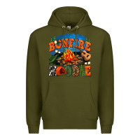Army Green bonfire hoodie Premium Hoodie - texasbilliewilder