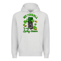 Dove Grey St. Patrick's Day My Pitbull Is My Lucky Charm With Hat Premium Hoodie - RanaPortraitStore
