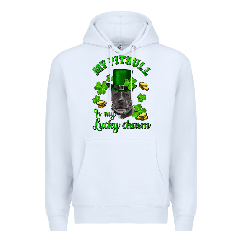 St. Patrick's Day My Pitbull Is My Lucky Charm With Hat Premium Hoodie by RanaPortraitStore | Teevron