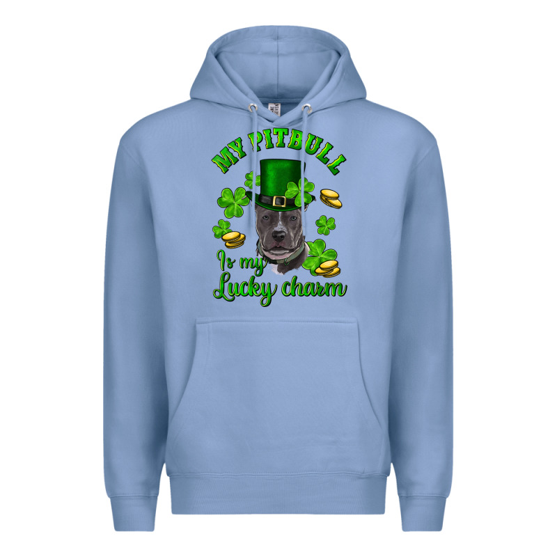St. Patrick's Day My Pitbull Is My Lucky Charm With Hat Premium Hoodie by RanaPortraitStore | Teevron