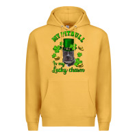 Mustard St. Patrick's Day My Pitbull Is My Lucky Charm With Hat Premium Hoodie - RanaPortraitStore