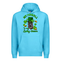 Ocean Blue St. Patrick's Day My Pitbull Is My Lucky Charm With Hat Premium Hoodie - RanaPortraitStore