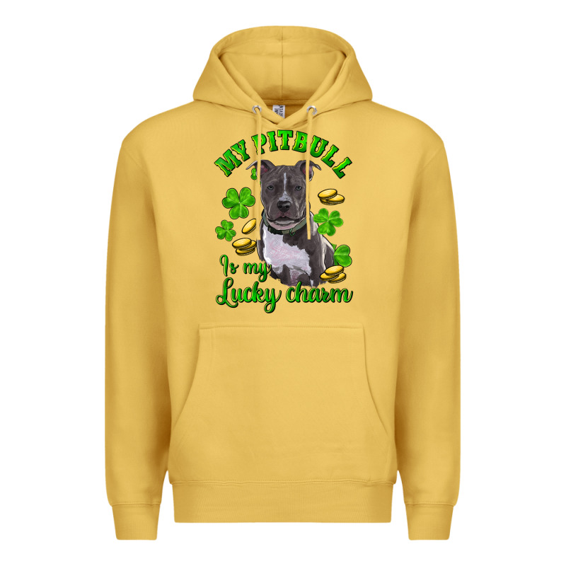 St. Patrick's Day My Pitbull Is My Lucky Charm Premium Hoodie by RanaPortraitStore | Teevron