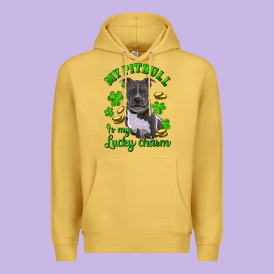 St. Patrick's Day My Pitbull Is My Lucky Charm Premium Hoodie Designed By Ranaportraitstore