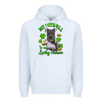 White St. Patrick's Day My Pitbull Is My Lucky Charm Premium Hoodie - RanaPortraitStore