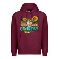 Burgundy born and raised country tbw Premium Hoodie - texasbilliewilder