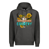 Charcoal Heather born and raised country tbw Premium Hoodie - texasbilliewilder