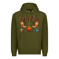 Army Green camping life Premium Hoodie - texasbilliewilder