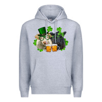Heather Grey St. Patrick's Day Charolais And Black Angus Cows Premium Hoodie - RanaPortraitStore