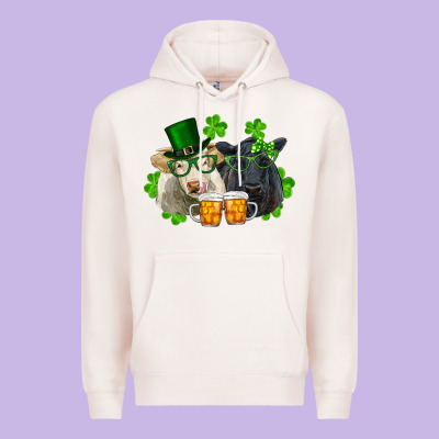 St. Patrick's Day Charolais And Black Angus Cows Premium Hoodie Designed By Ranaportraitstore
