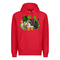 Red St. Patrick's Day Charolais And Black Angus Cows Premium Hoodie - RanaPortraitStore
