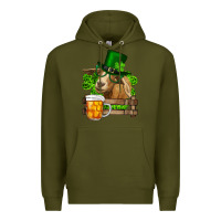Army Green St. Patrick's Day Goat And Beer Premium Hoodie - RanaPortraitStore