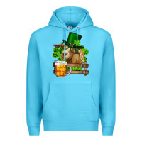 Ocean Blue St. Patrick's Day Goat And Beer Premium Hoodie - RanaPortraitStore
