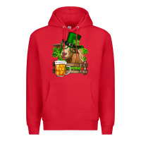 Red St. Patrick's Day Goat And Beer Premium Hoodie - RanaPortraitStore