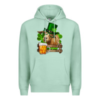 Seafoam St. Patrick's Day Goat And Beer Premium Hoodie - RanaPortraitStore